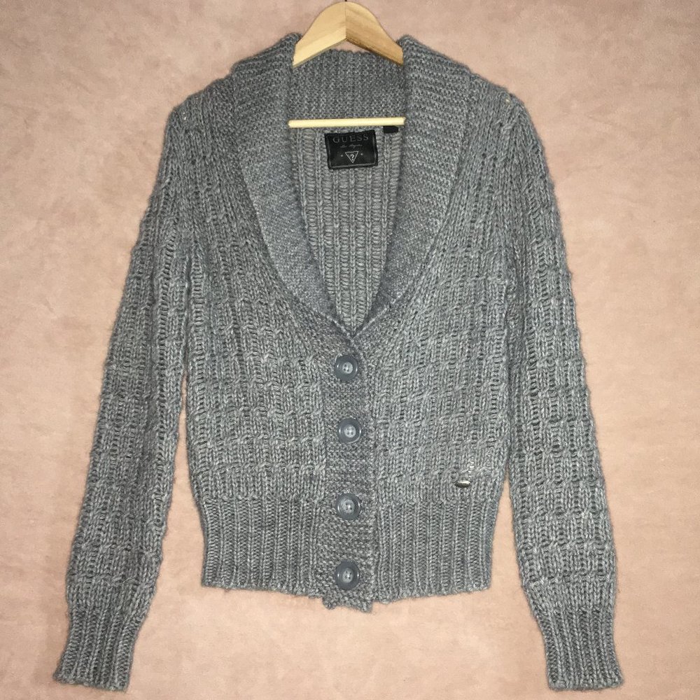 Guess Folded Collar Alpaca Button up Cardigan